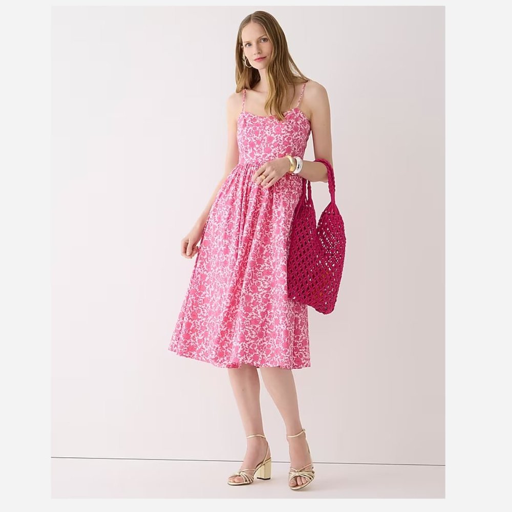 COPY - J. Crew A-line Cotton Poplin Midi Dress, Rosebud Floral